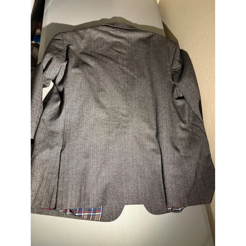 US Polo Assn Mens Grey Herringbone Blazer Elbow Patch Plaid Lining GLE4017J